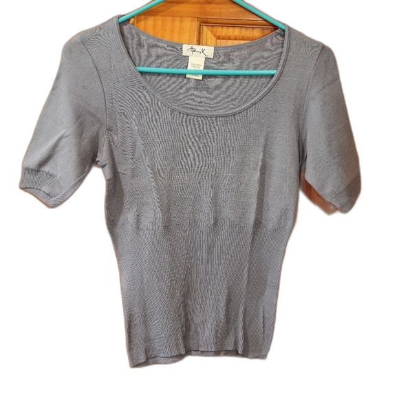 Henry K Blue Scoop Neck Cotton Knit Top Small - Picture 1 of 6